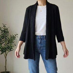 Old Navy Black Open Front Crochet Cardigan Lightweight Knit Size Women's Small
